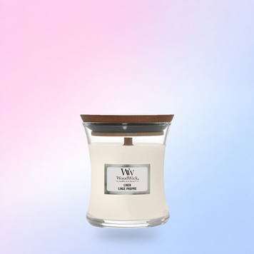 Ароматична свічка з дерев'яним гнітом Linen Woodwick 85 g 5038581056531 фото